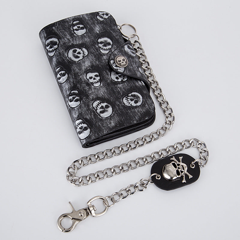 Wholesale PU Punk Rock Multi Card Slot Coin Purse Wallet Anti-Theft Chain Clutch